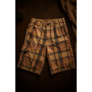 Hollister Men’s 31 Y2K Plaid Baggy Cargo Shorts Surf Skater Beachwear